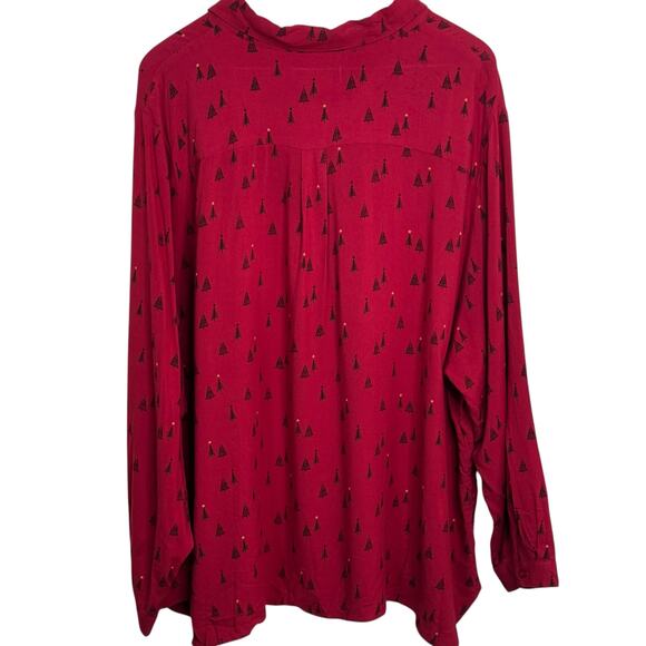 Coldwater Creek Plus Size 3X Red Christmas Tree Print Pullover Tunic Blouse - Picture 5 of 8